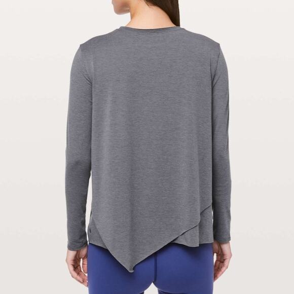 Lululemon Sweetest Day Top Long Sleeve Sz M Gray Stretch Layered Knit Jersey - Picture 4 of 13
